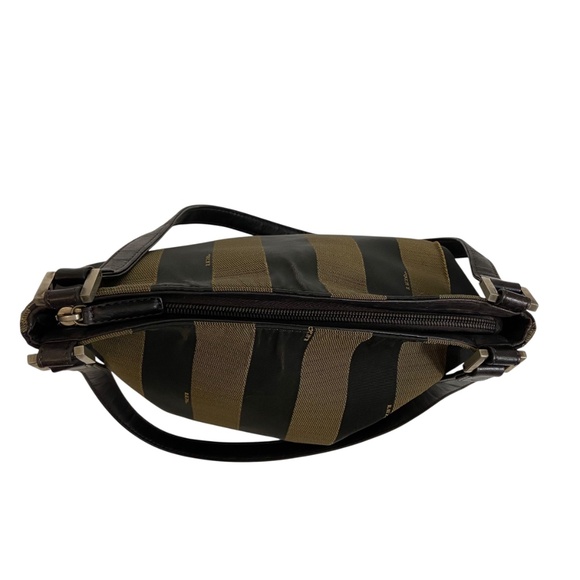 Vintage Fendi Pequin Stripe Shoulder Bag w/ COA - Brown and Black Authentic Y2K - Picture 8 of 16